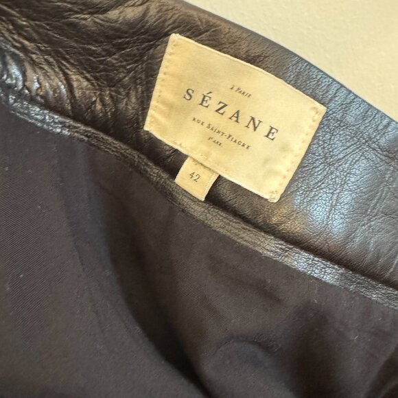 Sezane William shorts Black Leather - Picture 3 of 3